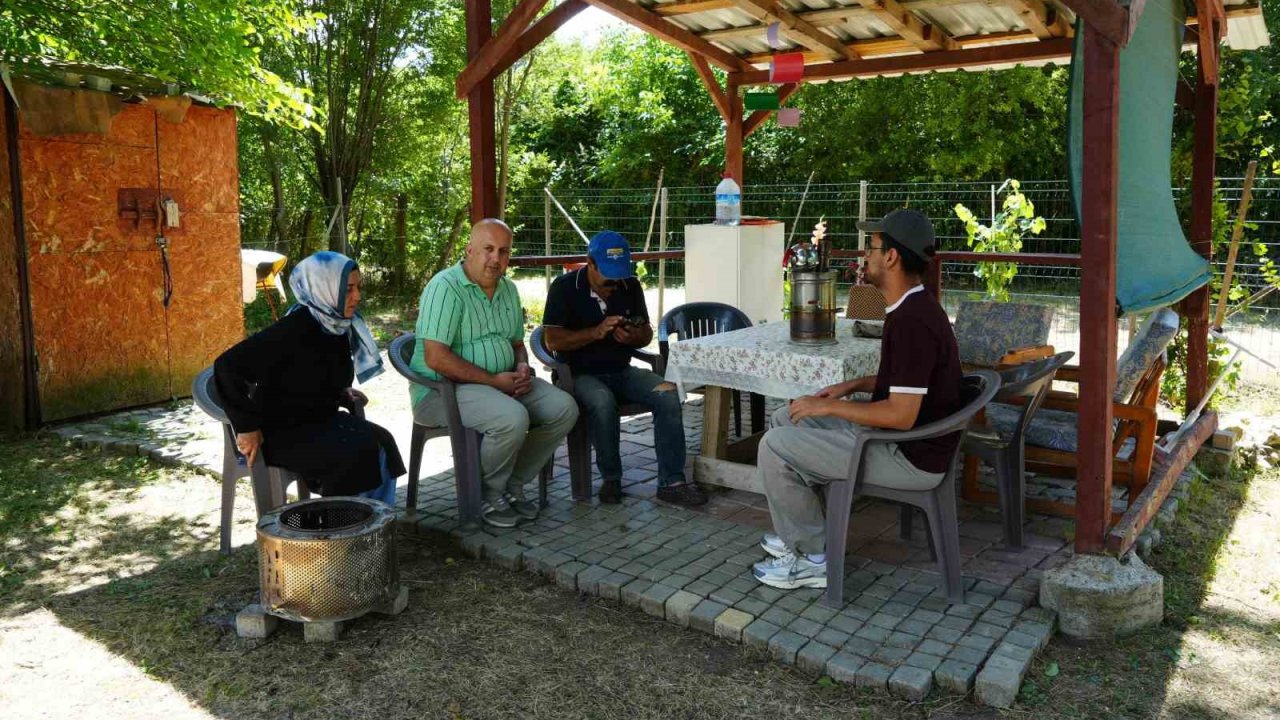 Köye inen ayı girdiği bahçede vatandaşlara korku dolu anlar yaşattı