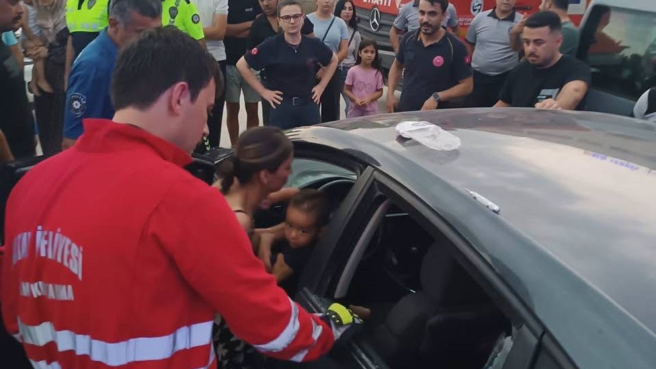 Araçta kilitli kalan çocuk camın kırılmasıyla kurtarıldı