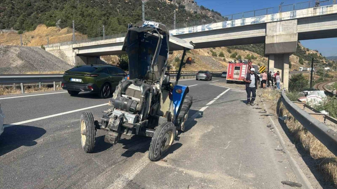 LPG tırı ile traktör çarpıştı: 1’i ağır 2 yaralı
