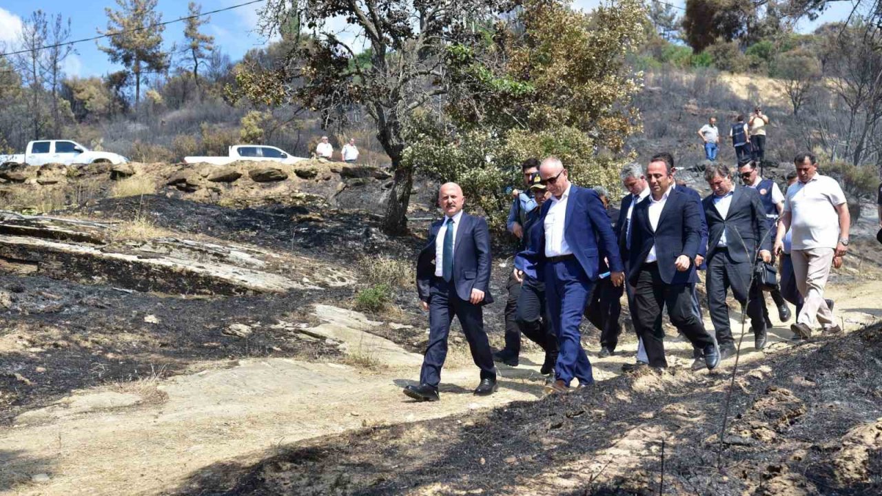 Bakan Yardımcısı Bulut ve Vali Varol yangın bölgesinde incelemelerde bulundu