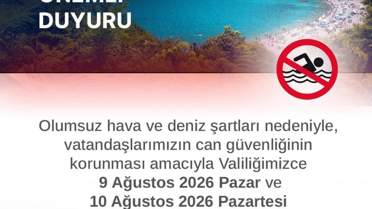 Zonguldak’ta 2 gün boyunca denize girmek yasaklandı