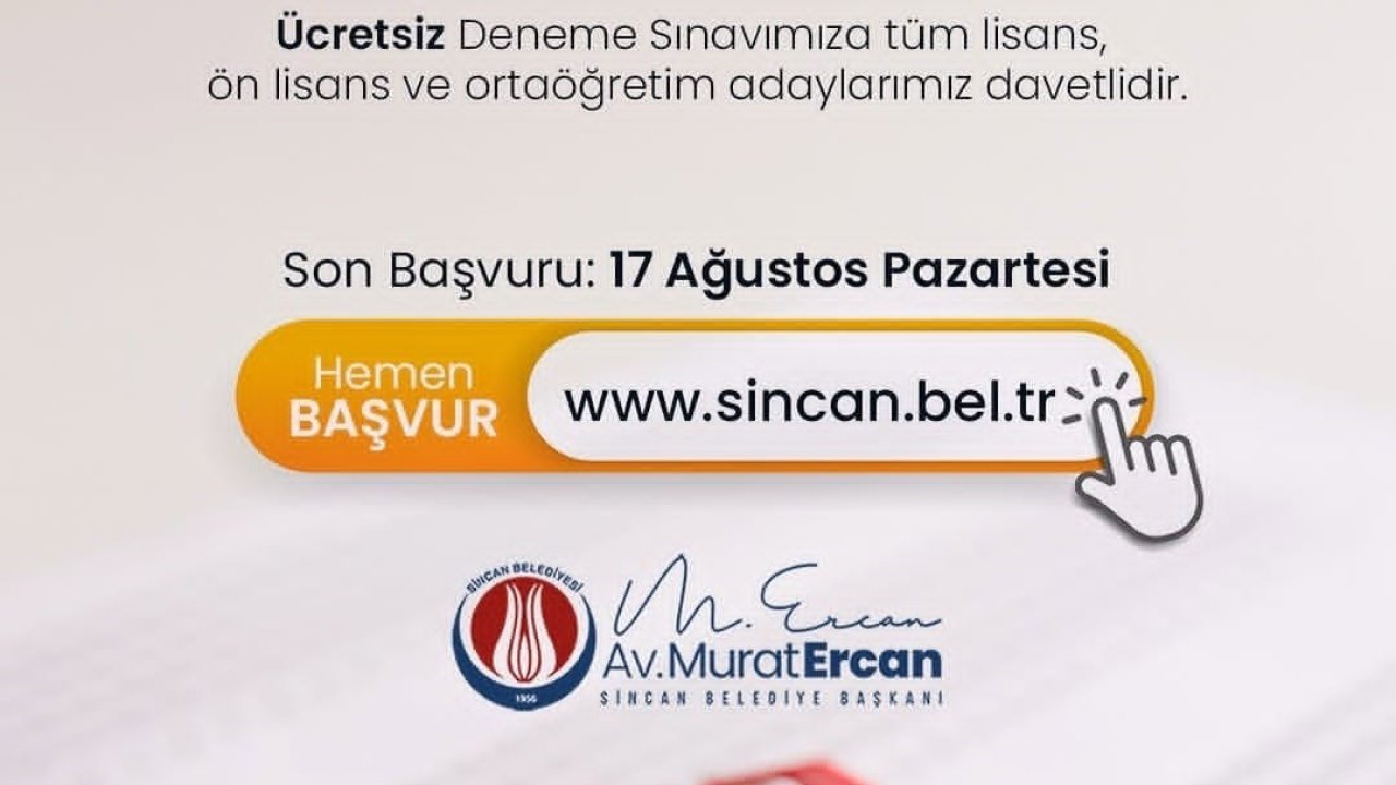 Sincan Belediyesi’nden KPSS adaylarına ücretsiz deneme sınavı