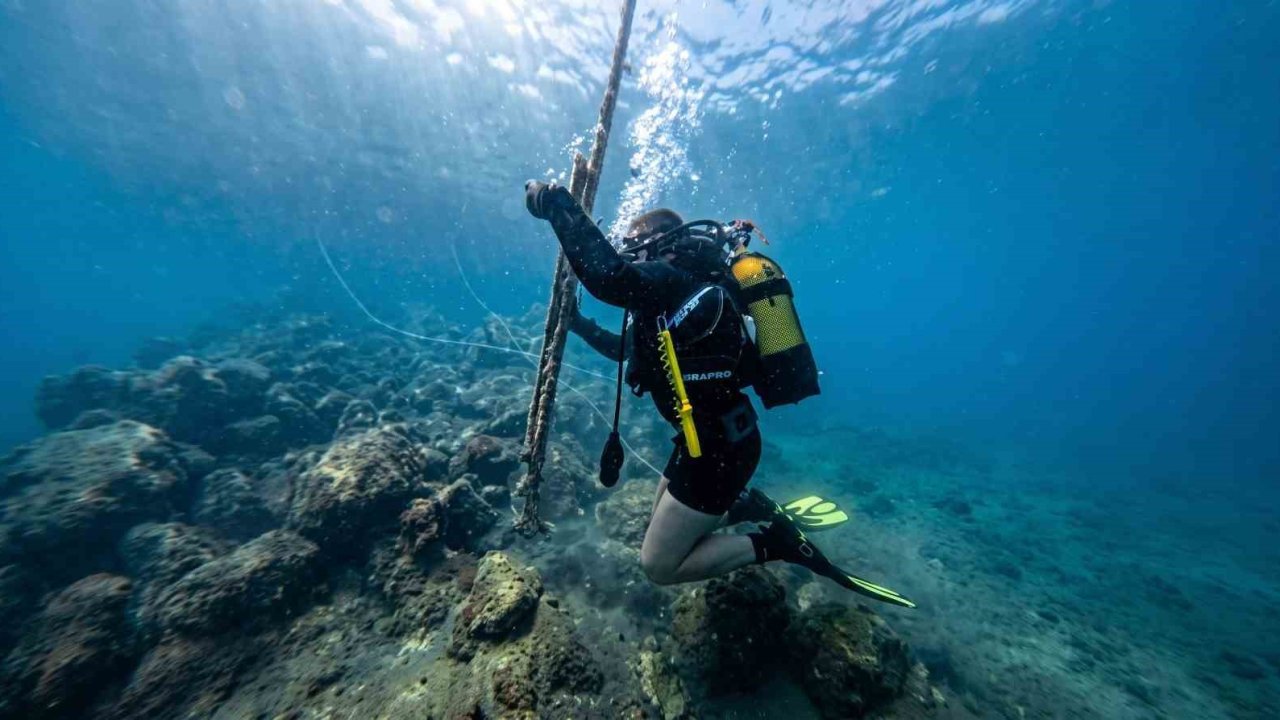 Güvercinada açıklarında deniz dibi temizliği yapıldı