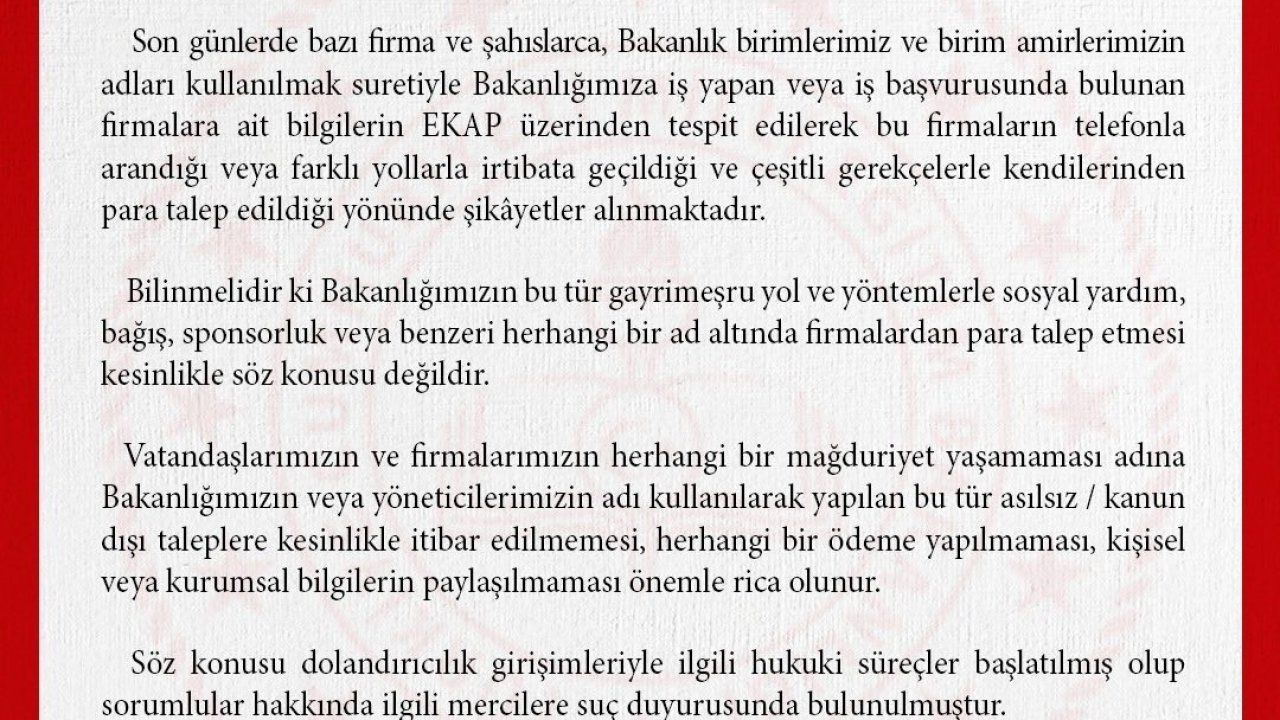 MEB: "Bakanlığımızın sosyal yardım veya bağış adı altında firmalardan para talep etmesi söz konusu değildir"