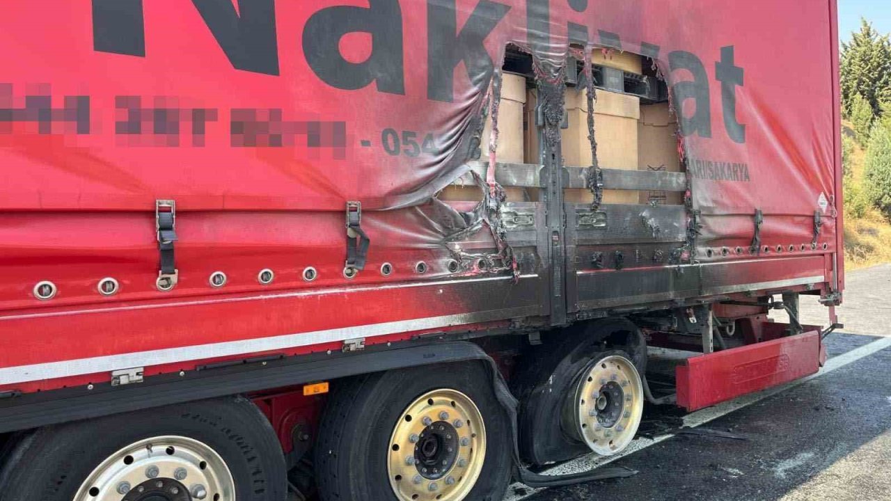 Bilecik’te seyir halindeki tırın dorsesi alev aldı