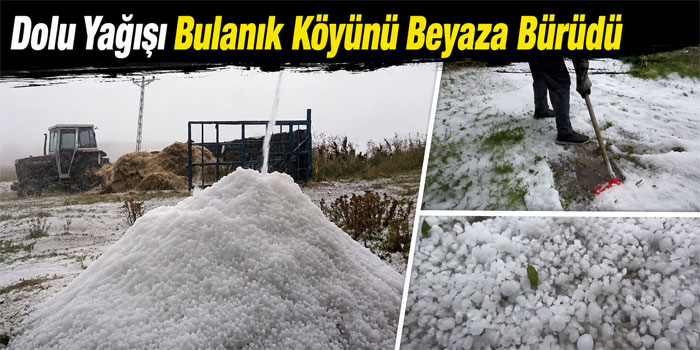 Kars’ta dolu yağışı Bulanık köyünü beyaza bürüdü