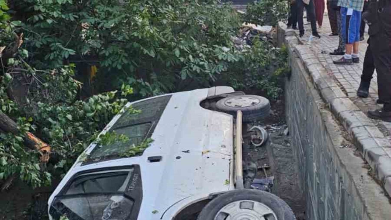 Elazığ’da transit  bahçeye düştü
