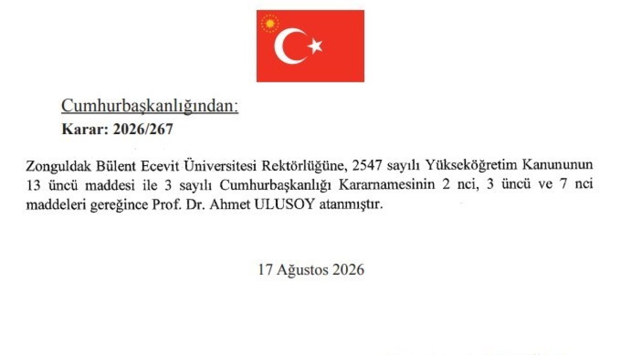BEUN Rektörlüğüne Prof. Dr. Ahmet Ulusoy atandı