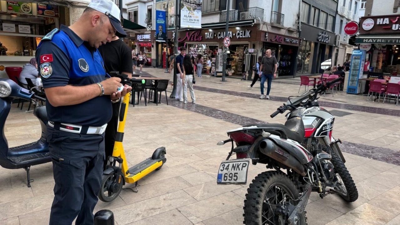 Ordu’da zabıta ekiplerinden kapalı caddelerde motosiklet ve bisiklet denetimi