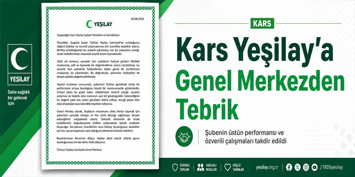 Kars Yeşilay Şubesi Türkiye Genelinde Üstün Performans Gösterdi