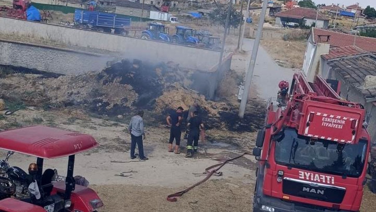 Eskişehir’de saman balyaları yandı