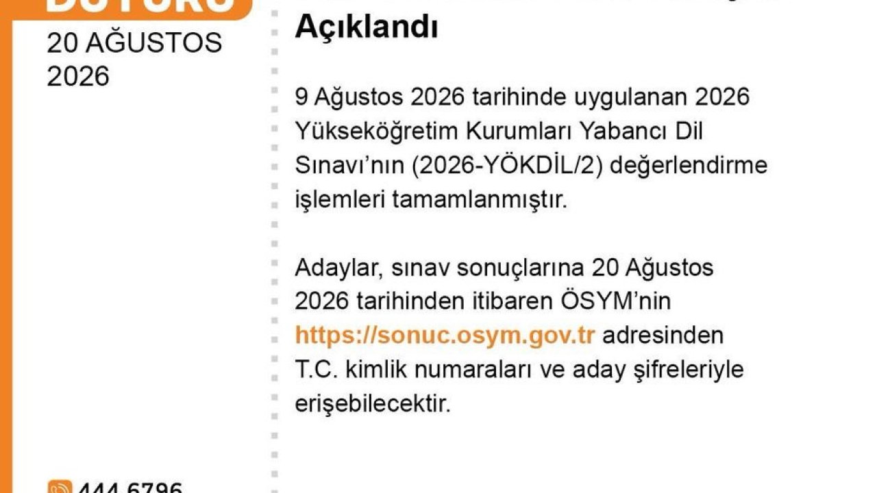 2026-YÖKDİL/2 sonuçları açıklandı