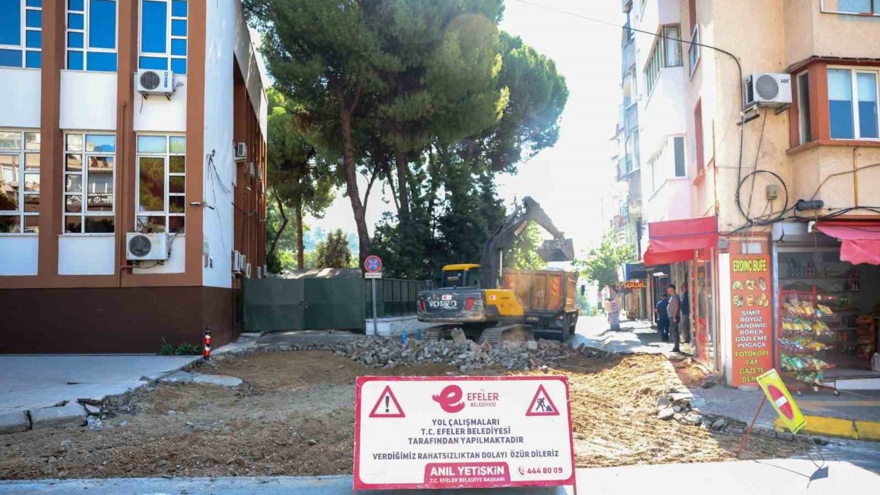 Efeler’de adliye yanında yol yenileme çalışması başladı