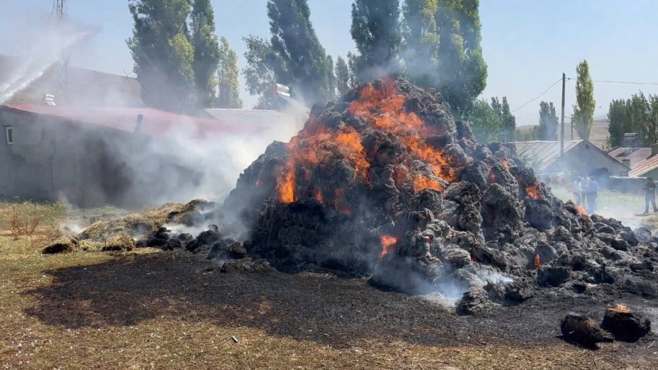 Kars’ta bin ot balyası kül oldu