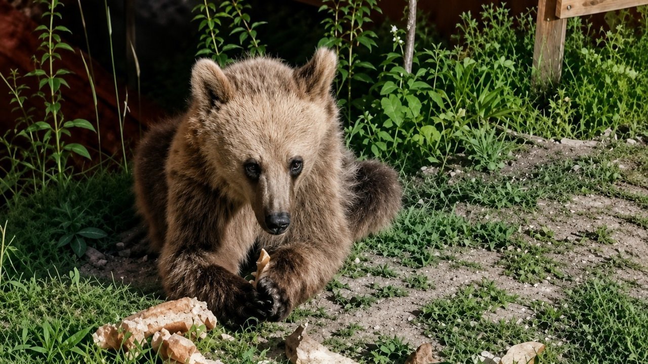 Piknikçilerin yiyecekleriyle beslenen bozayı ilgi odağı oldu