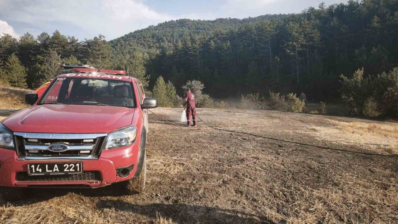 Bolu’da orman kenarında anız yangını: Köylülerin su tankerli müdahalesi faciayı önledi