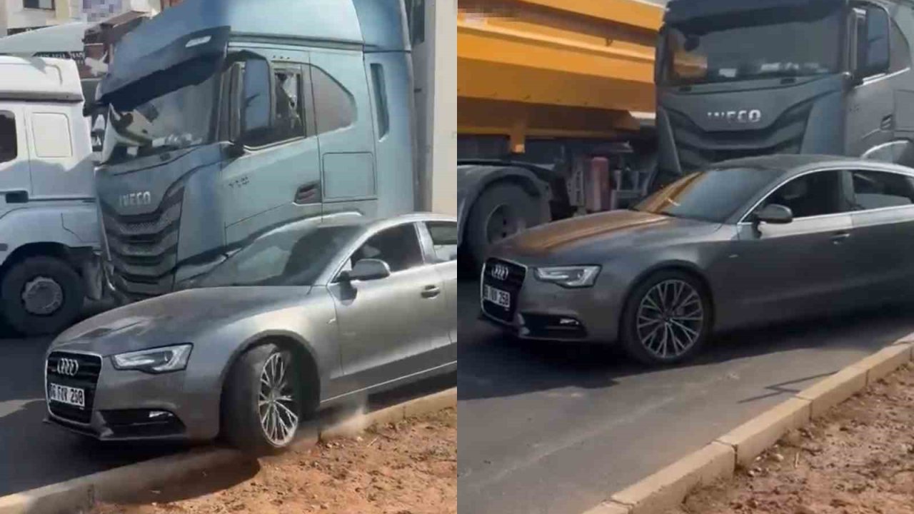 Kaza sonrası korku dolu anlar: Tır şoförü, camını kıran sürücünün aracına çarpıp kaçtı