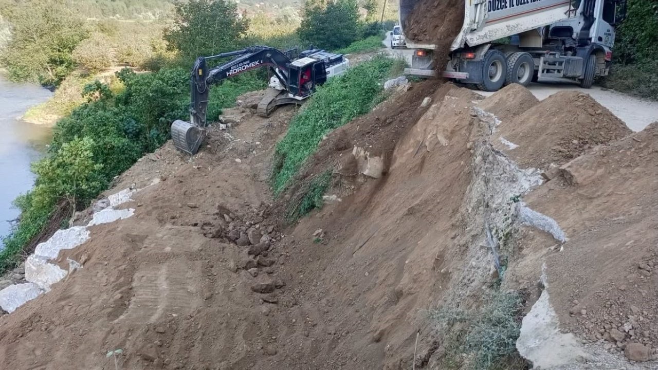 Dokuzdeğirmen köyünde heyelan çalışması