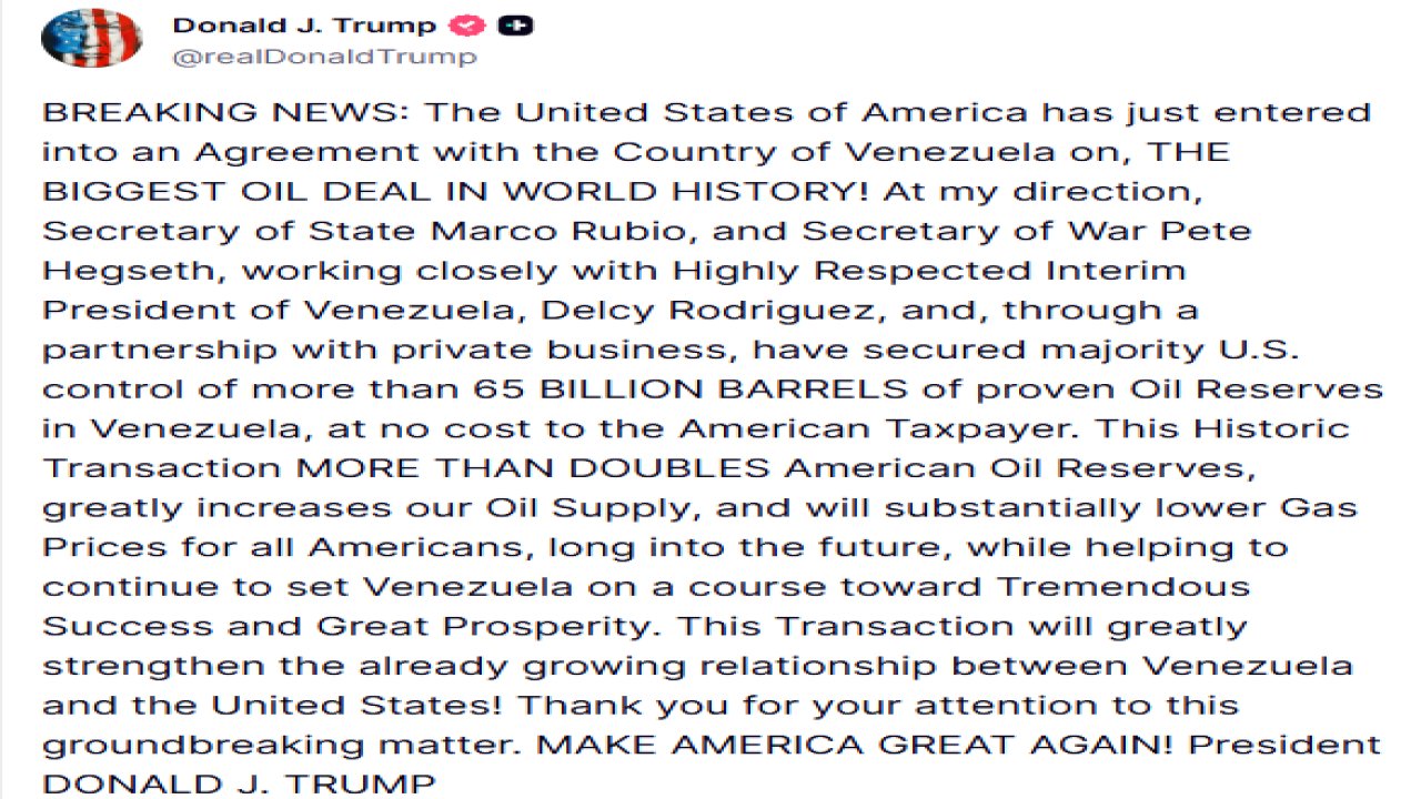 ABD Başkanı Trump: "Venezuela ile dünya tarihinin en büyük petrol anlaşmasına vardık"
