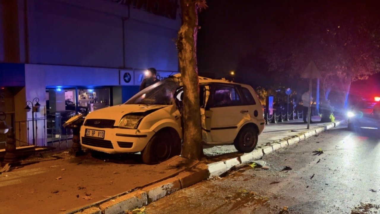 Kontrolden çıkan otomobil ağaca çarparak durabildi: 1 yaralı