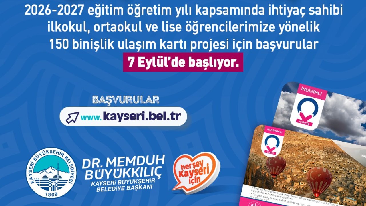 Öğrencilere ulaşım kartı başvuruları 7 Eylül’de başlıyor