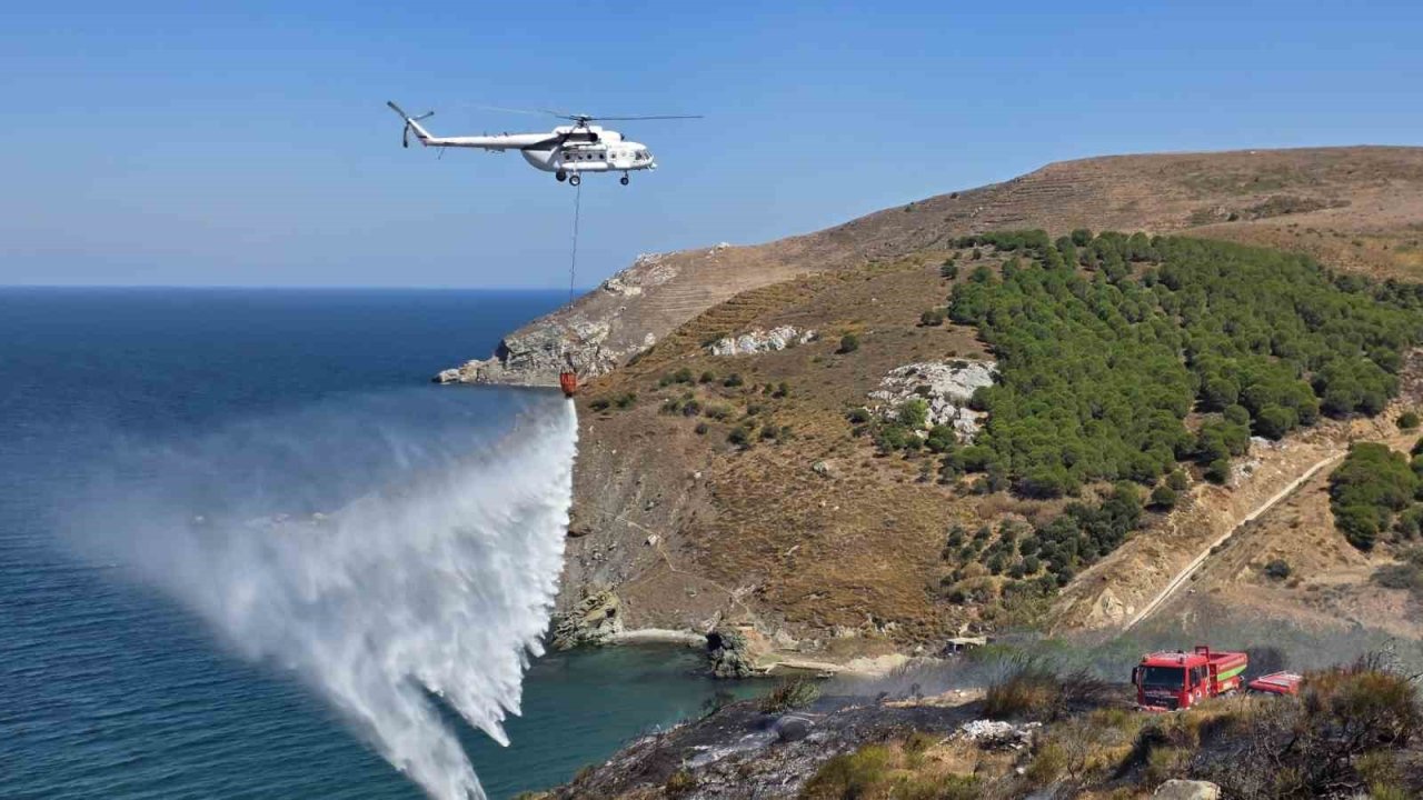 Rüzgarın etkisiyle büyüyen yangına havadan müdahale edildi