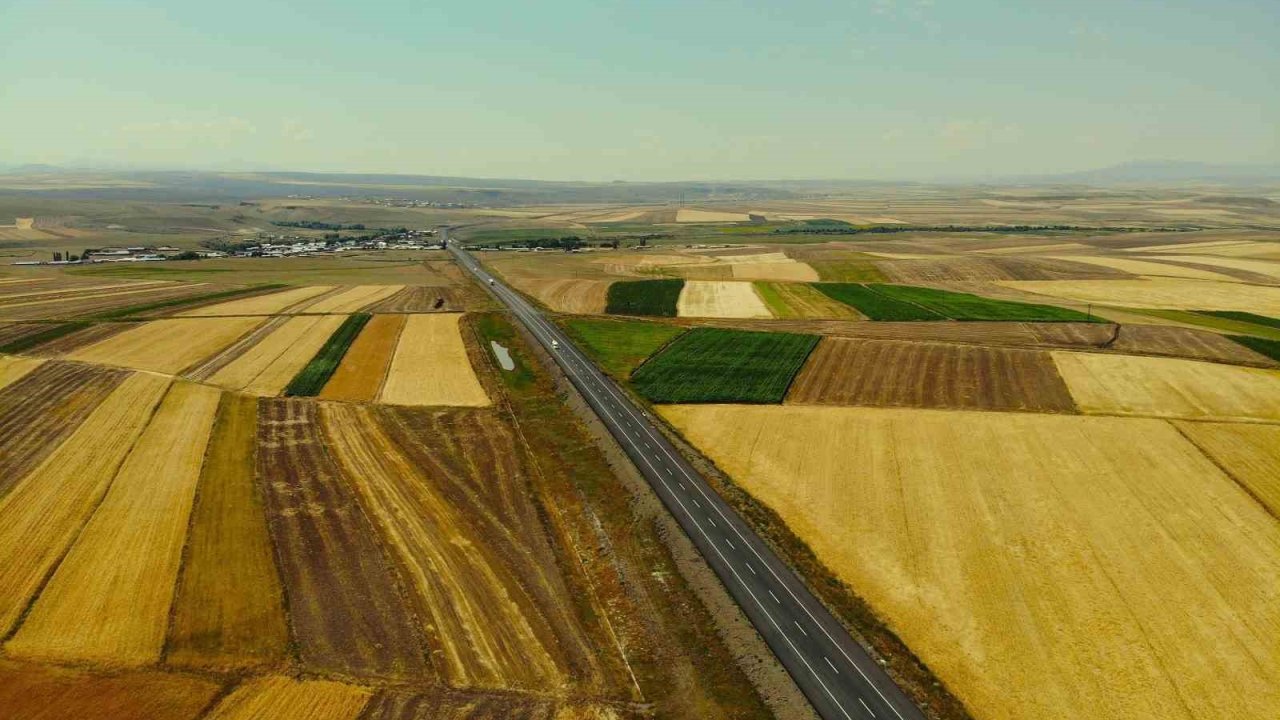 Kars’ta tarım arazileri havadan görüntülendi: Tarlalar halı ve kilim desenlerini aratmadı