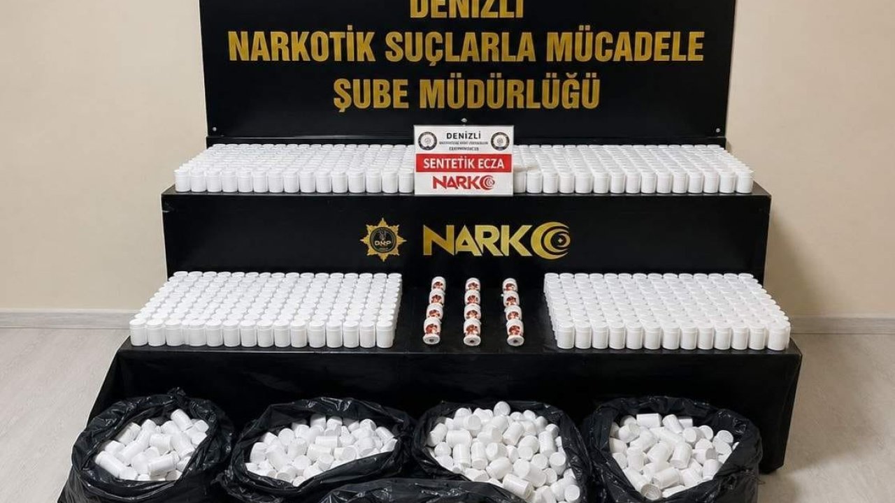 Denizli’de 104 bin sentetik hapla yakalanan 4 şüpheli tutuklandı