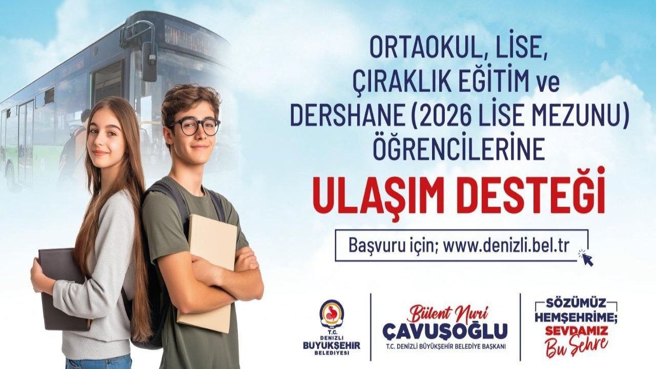 Denizli’de öğrencilere aylık 44 binişlik ulaşım desteği