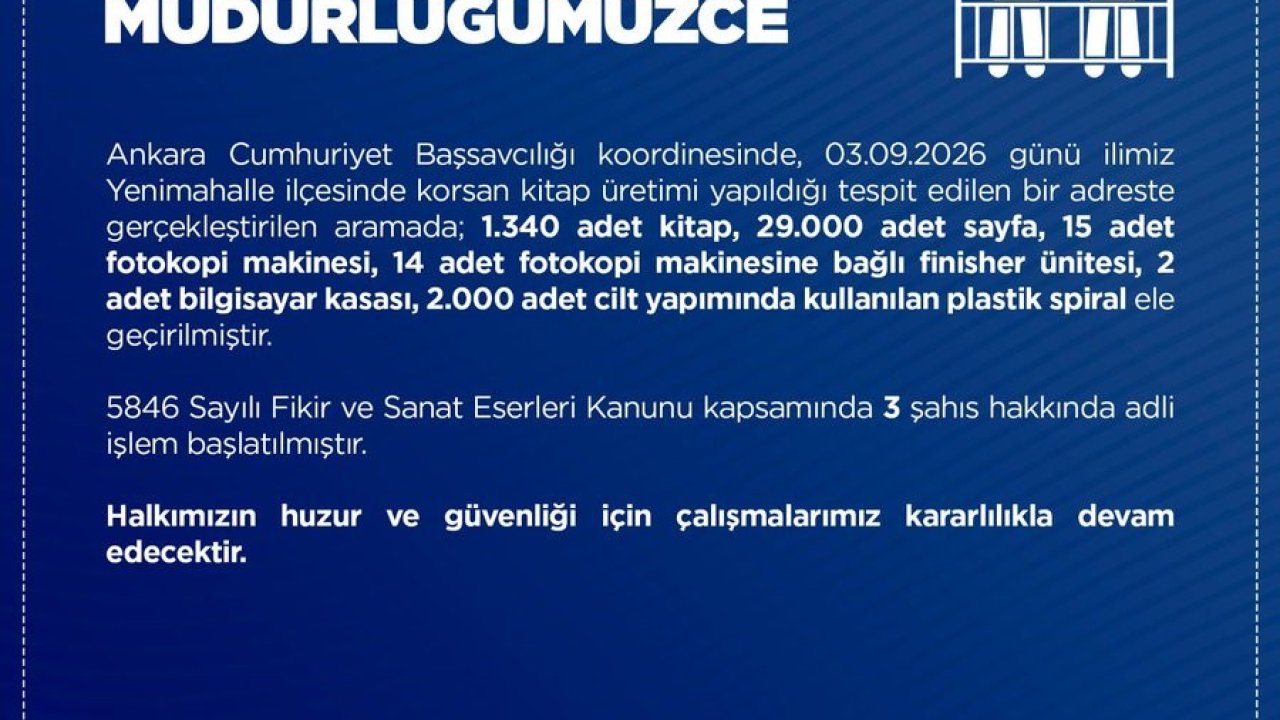 Ankara’da bin 340 adet korsan kitap ele geçirildi