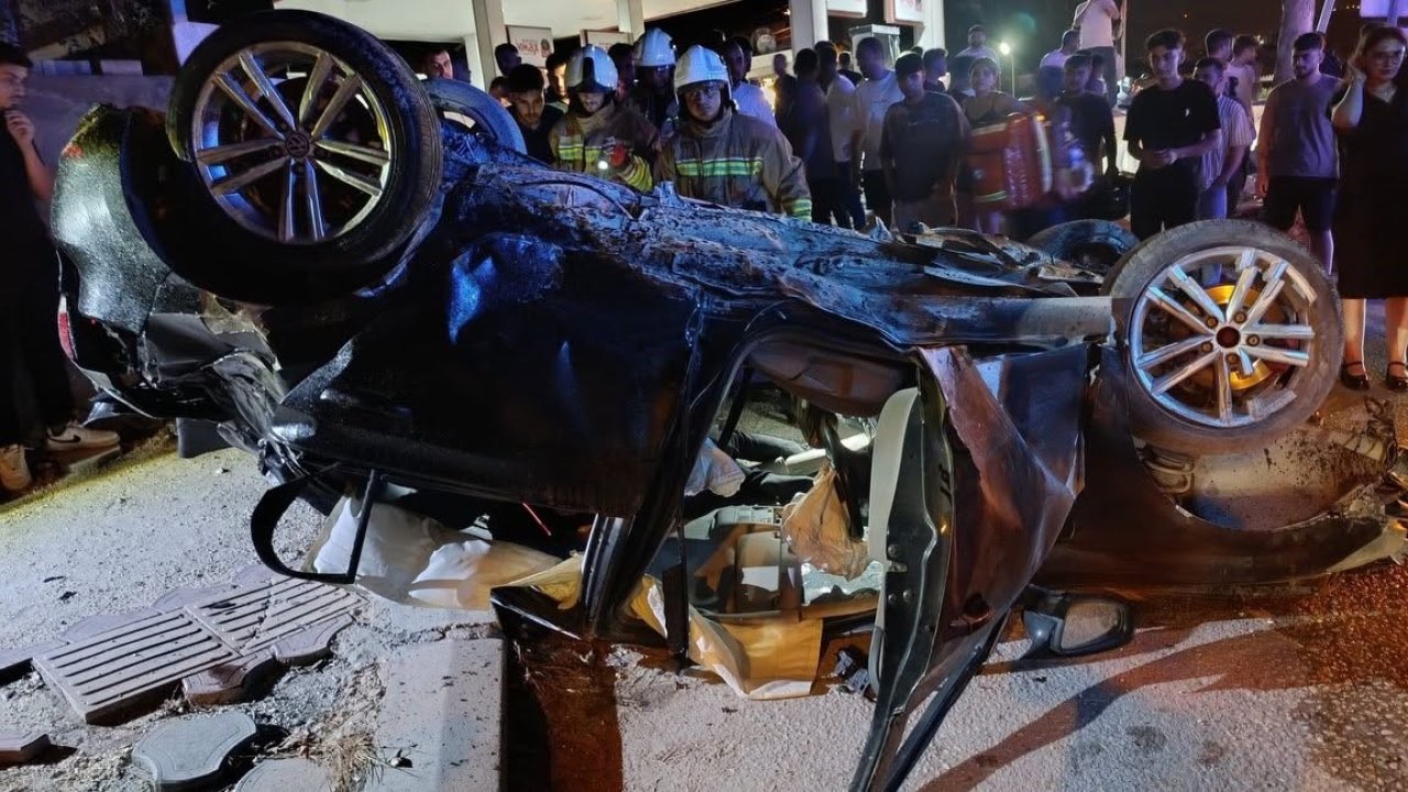 Defne’de takla atan otomobilin sürücüsü yaralandı