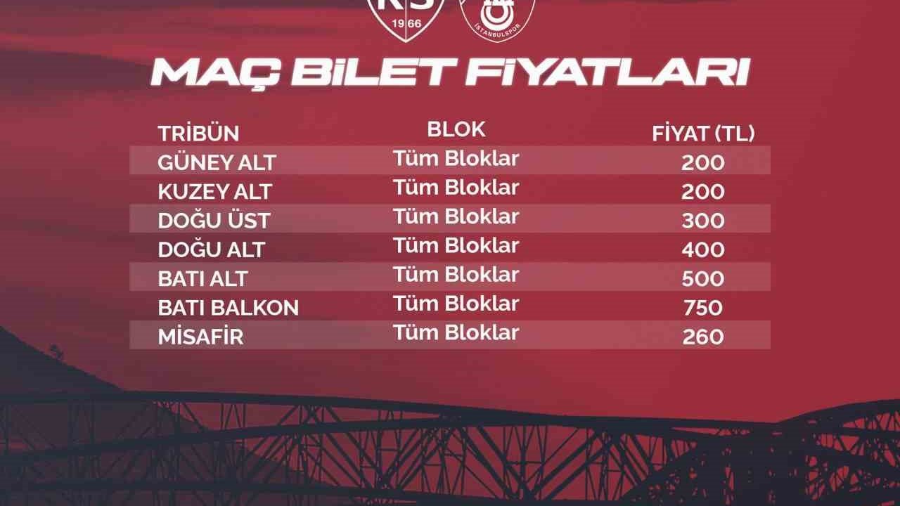 Kayserispor - İstanbul maç biletleri satışa çıkıyor