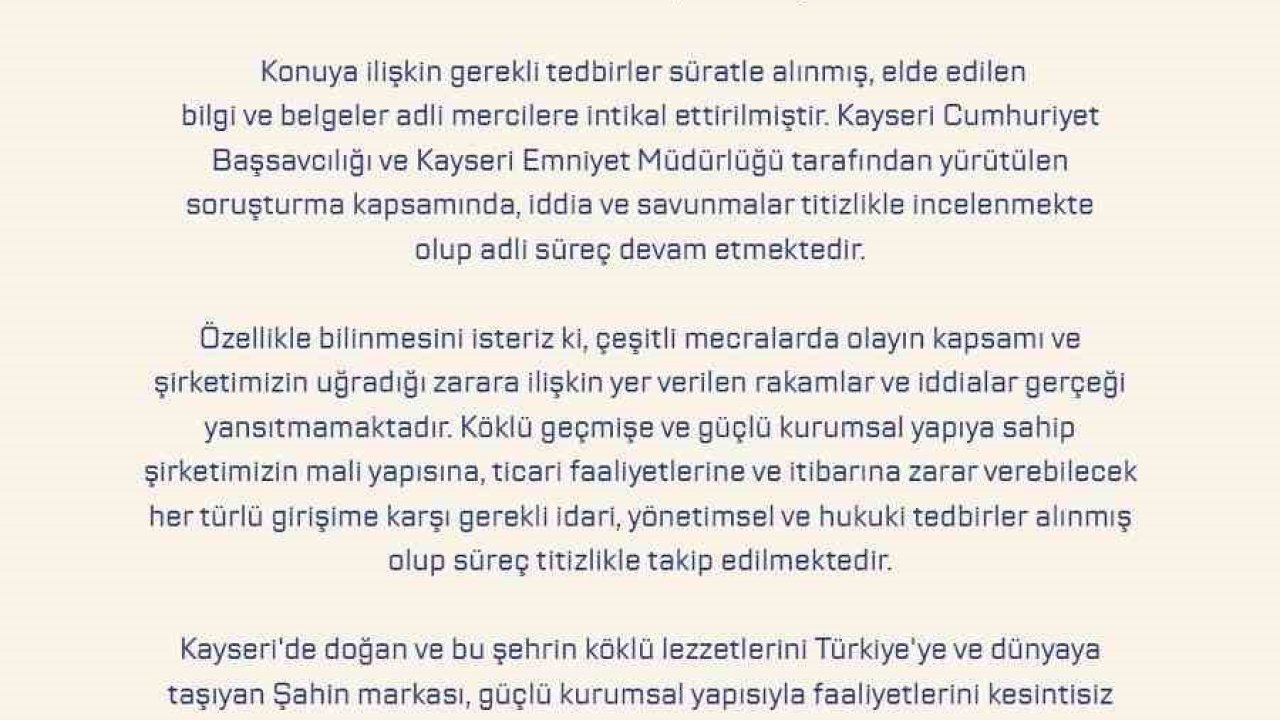 Şahin Sucukları’ndan usulsüzlük iddialarına açıklama: "Süreç titizlikle takip ediliyor"