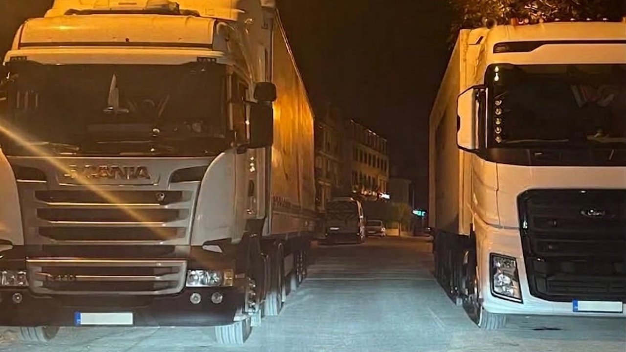 Tırların ilginç hatalı parkı