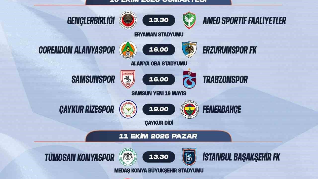 Trendyol Süper Lig’de 7-16. hafta programları açıklandı
