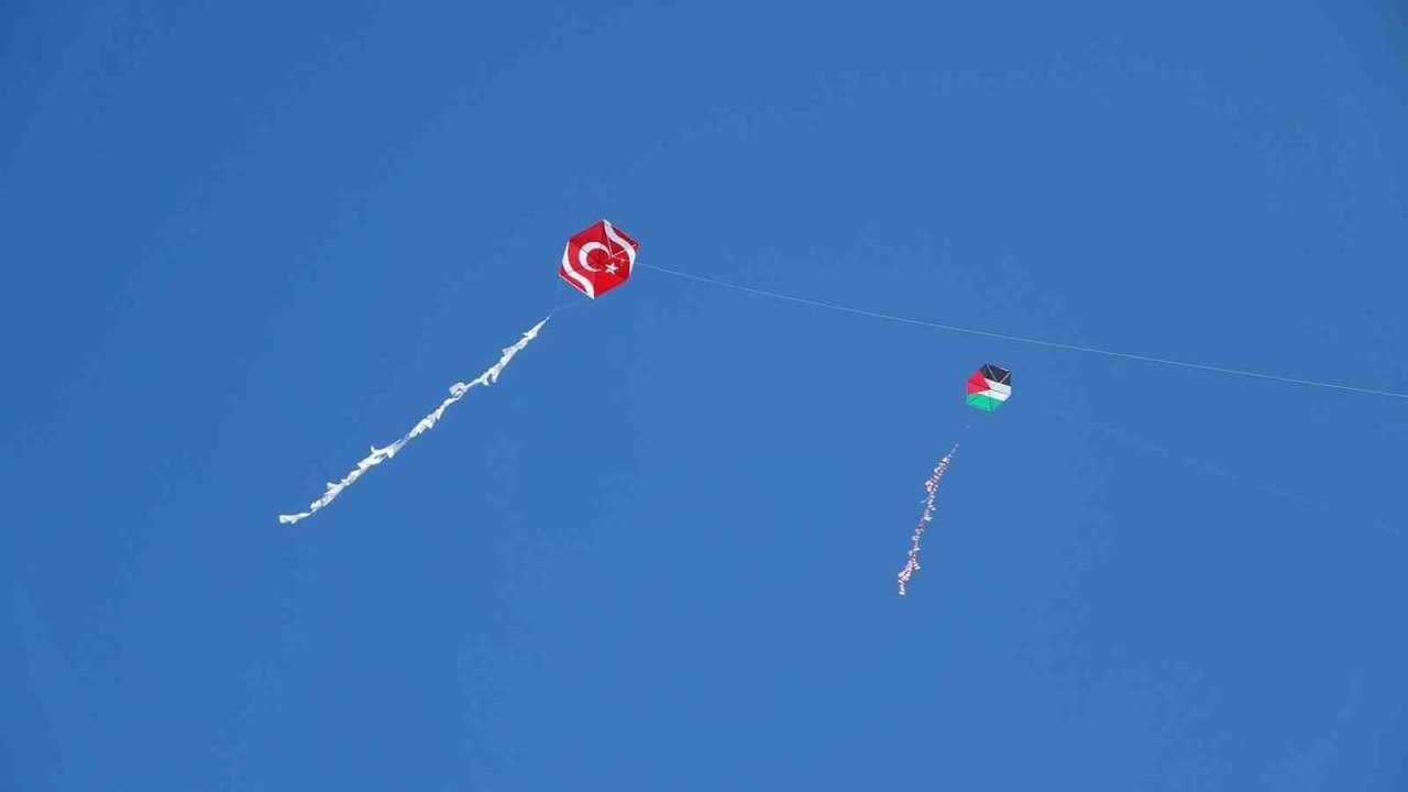 Ardahan’da umut uçurtmaları Gazze için gökyüzünde