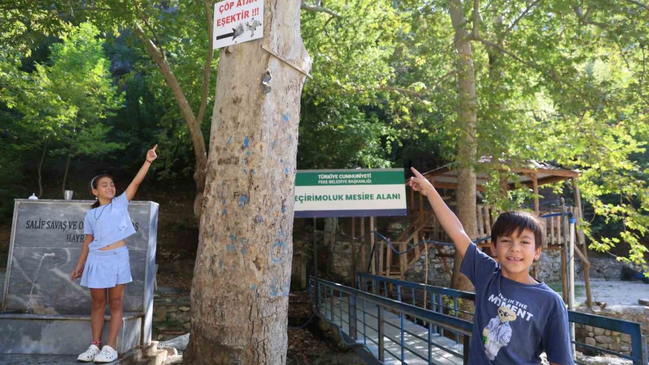Mesire alanındaki çöp sorununa ’Çöp atan eşektir’ yazılı tabelayla tepki