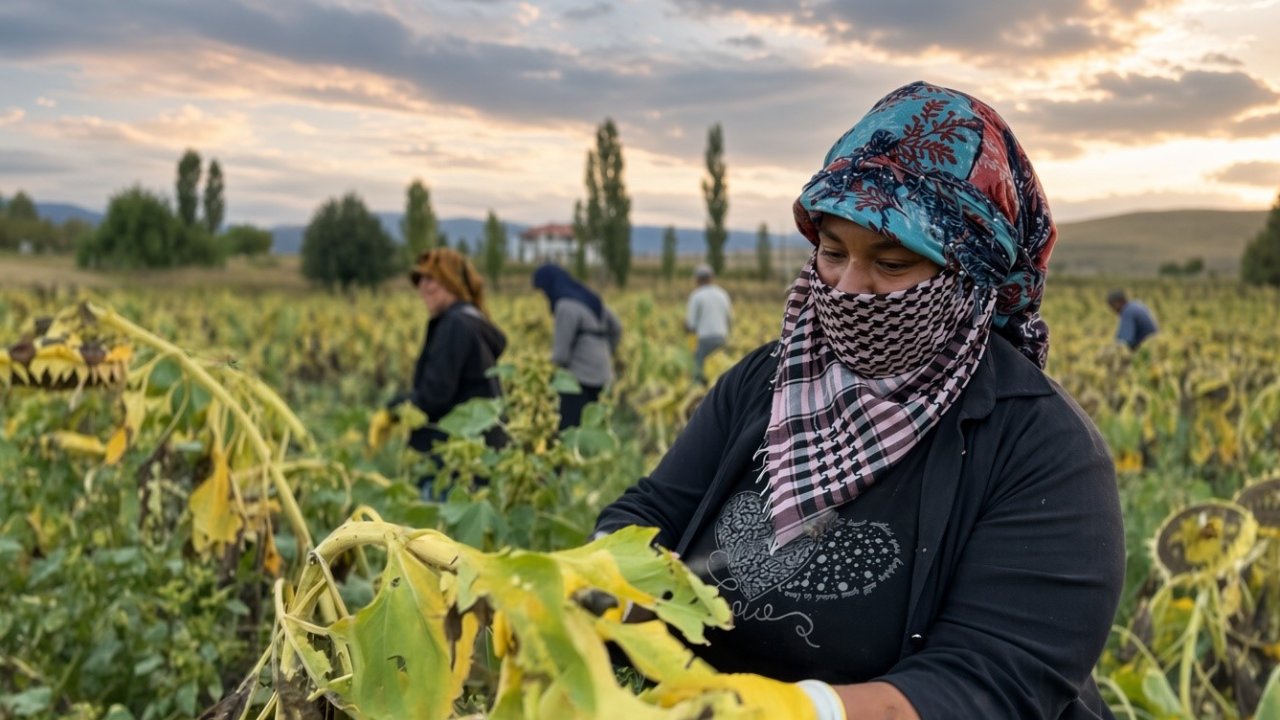 Çayırlı’da ayçiçeği tarlalarında hasat mesaisi