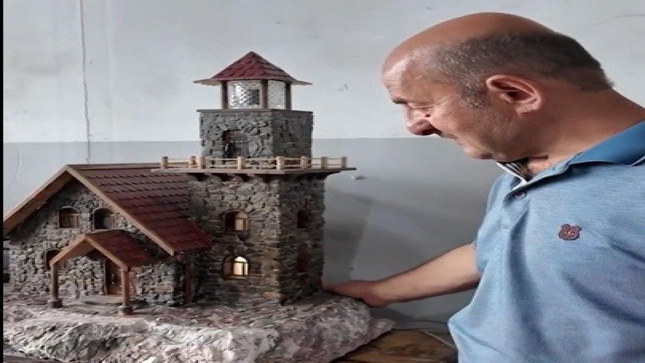 Erzincanlı emekli usta doğadan topladığı taşlarla minyatür evler yapıyor