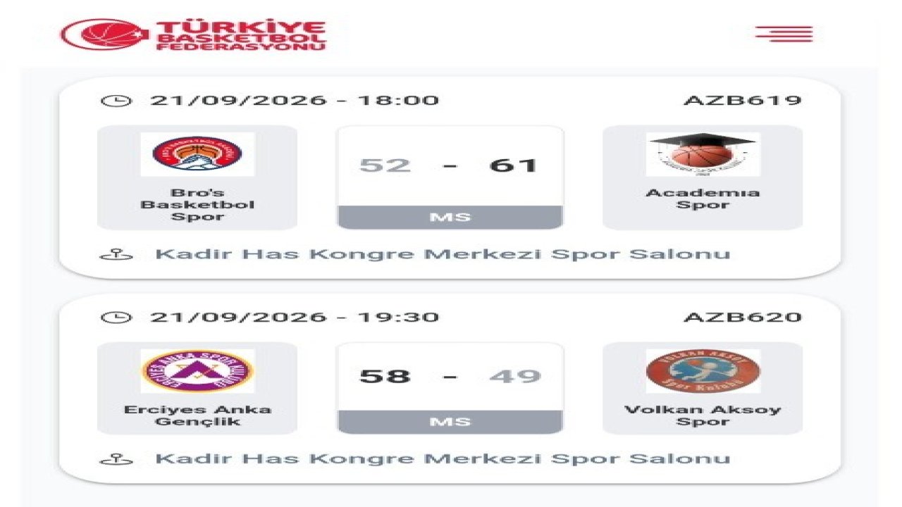 Kayseri Büyük Erkekler Basketbol Ligi başladı
