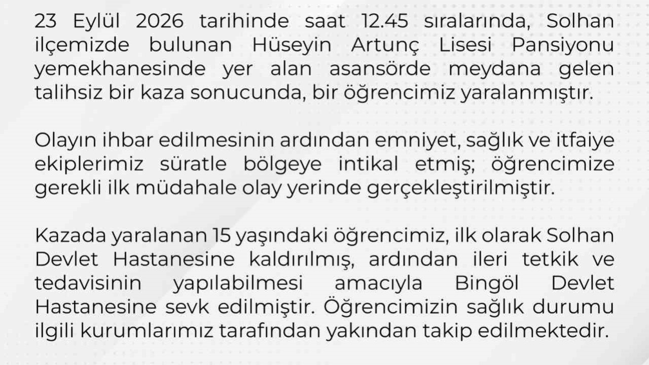 Bingöl Valiliği’nden asansör kazası açıklaması: "Adli ve idari inceleme başlatılmıştır"