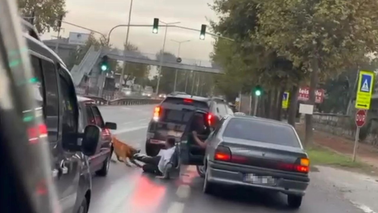 Köpeğin vatandaşı ayağından ısırıp sürüklediği anlar kamerada