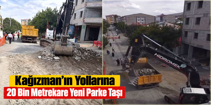 Kağızman’da 20 Bin Metrekarelik Parke Taşı Çalışması Başladı