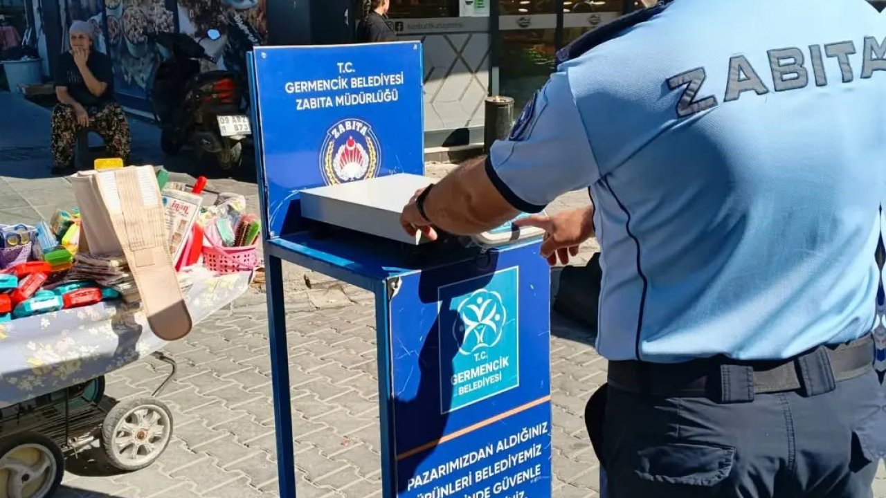 Germencik’te semt pazarında etiket ve tartı denetimi
