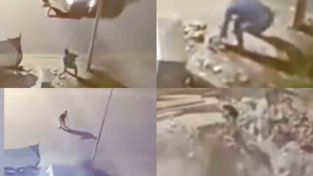 Kavga ettiği şahsa araçla çarpıp çukura uçtu: O anlar kamerada