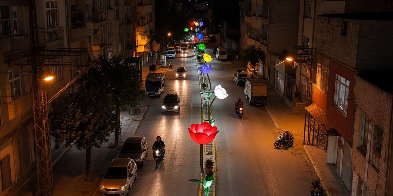 Kilis’te Dereboyu Caddesi yeni aydınlatmalarıyla ışıl ışıl oldu