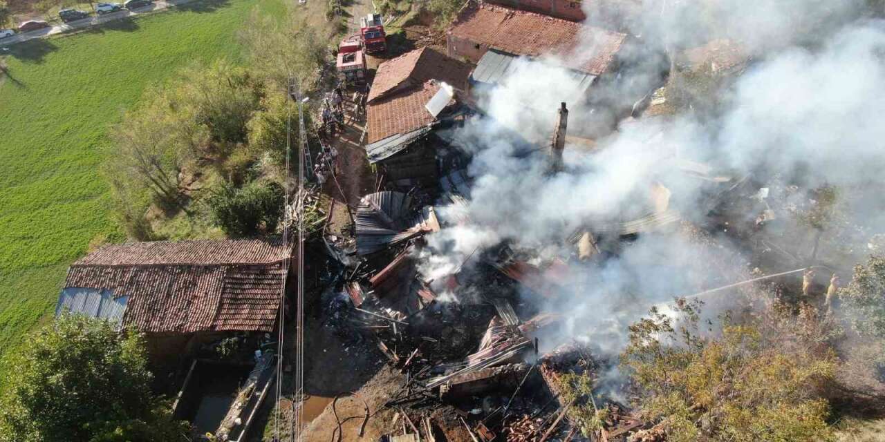 Kastamonu’da ormanın bitişiğinde çıkan yangında 2 katlı ev küle döndü