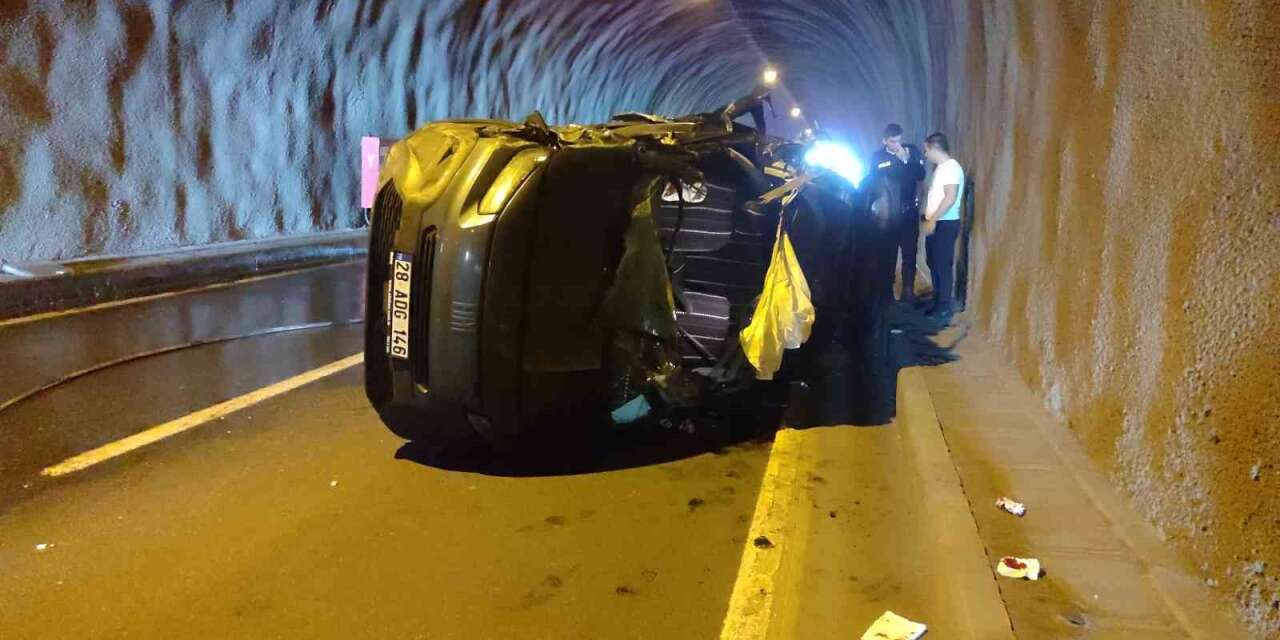 Eynesil tünelinde trafik kazası: 3 yaralı