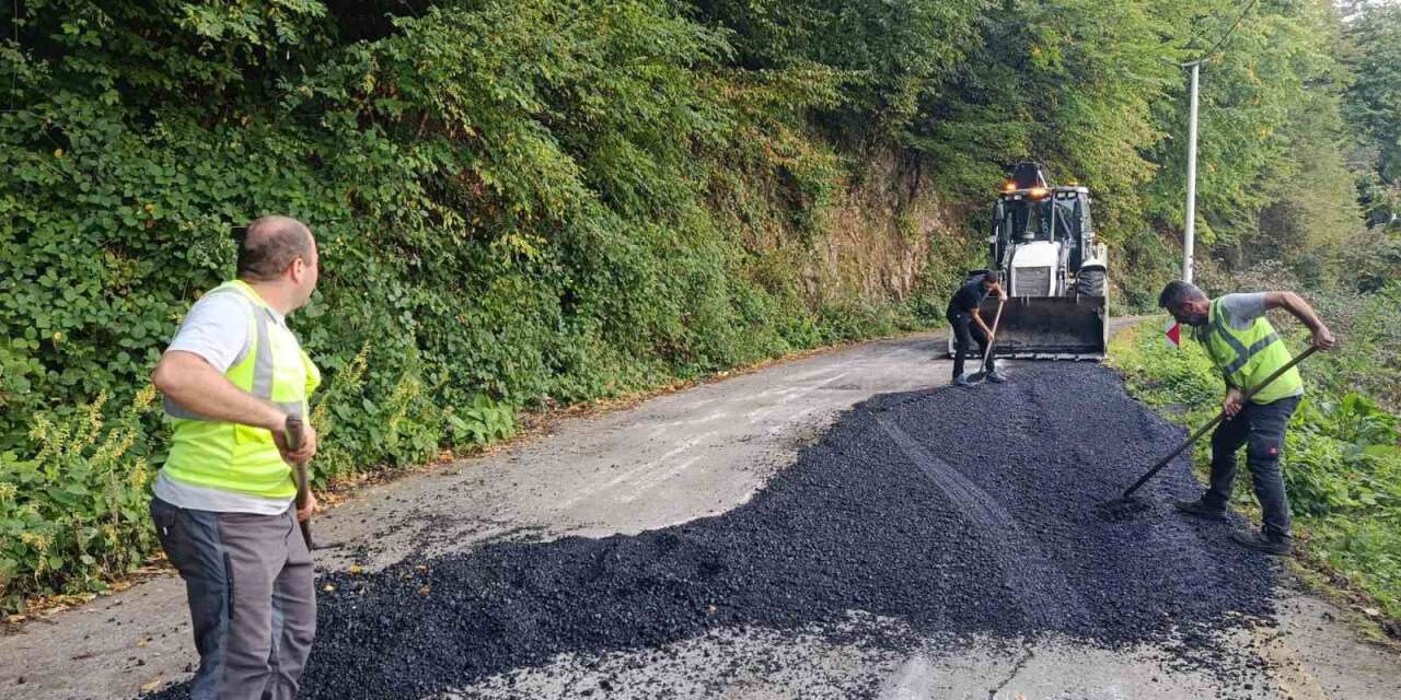 Gölyaka’da köy yollarında kış hazırlığı