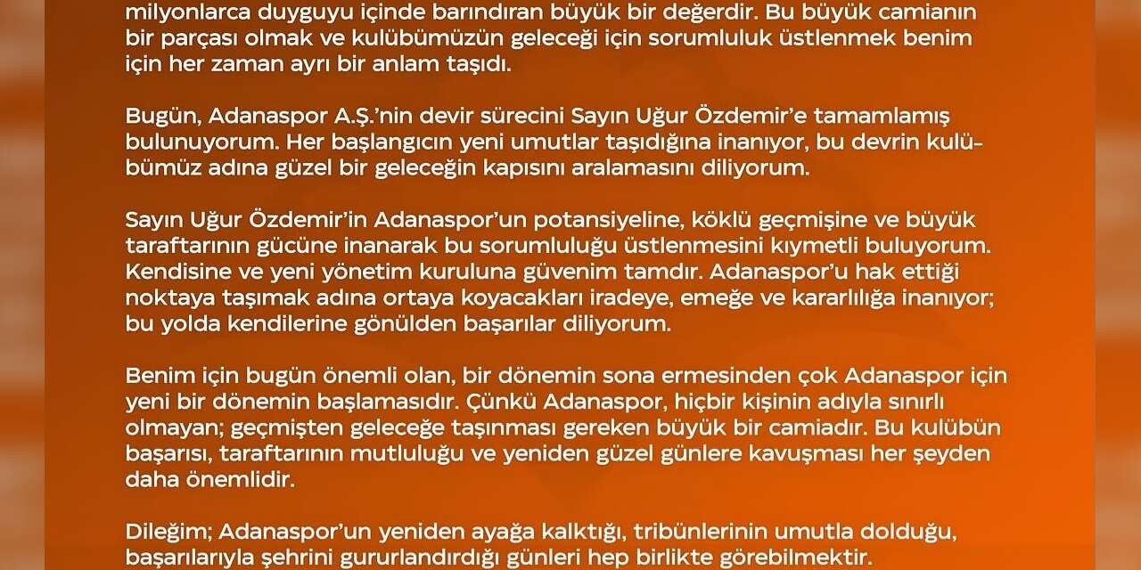 Adanaspor devredildi